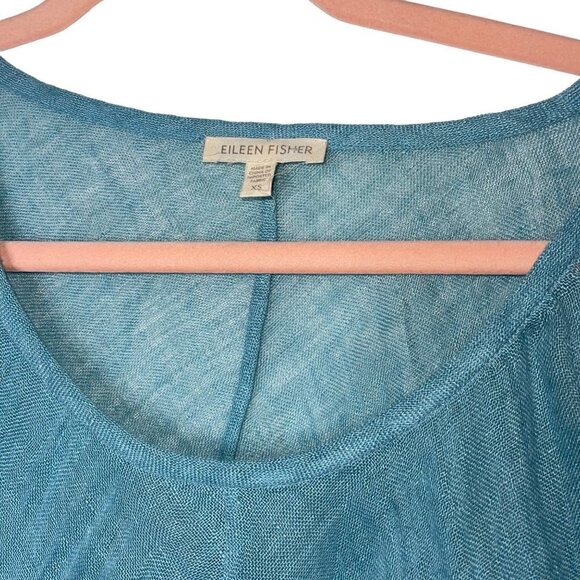 Eileen Fisher Womens Blouse Top Size XS Blue Scoop Neck Casual Pure Linen - Picture 3 of 9